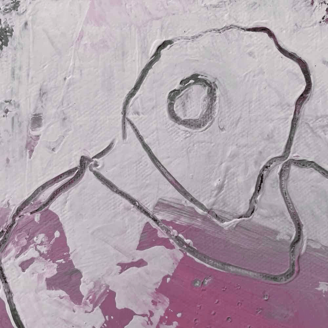 3 Créatures roses, 30x30x2,1cm, Série de 3 Œuvres de l’artiste Eva Chesneau, sur TOILE, bords peints, prêt à être accroché, sans cadre