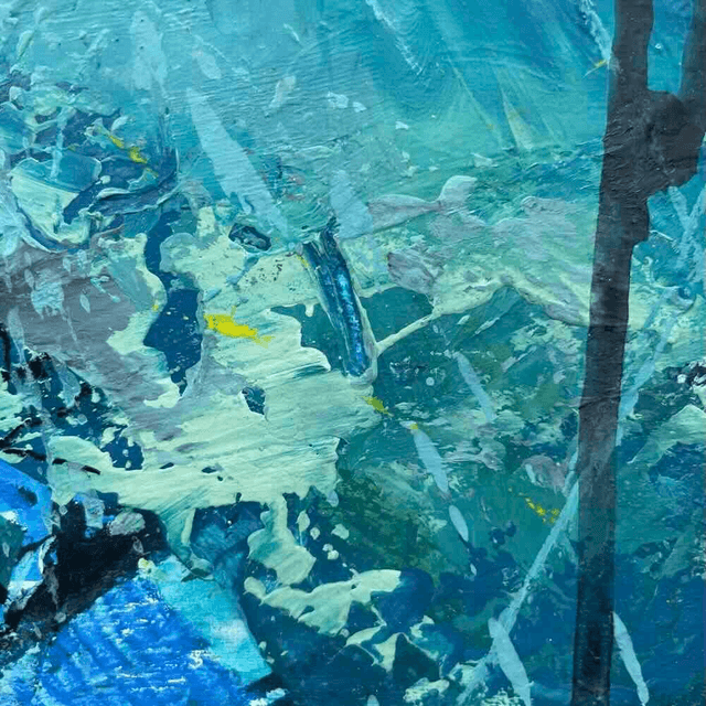 Peur de l’inconnu,50x50x3cm, Peinture de Eva Chesneau, sur bois, bords peints, prêt à être accroché, sans cadre