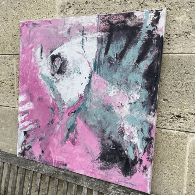 Authenticité, 80x80x2,5cm, Œuvre de l’artiste Eva Chesneau, sur TOILE, bords peints, prêt à être accroché, sans cadre