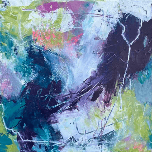 Colors, 30x30x2,1cm, Série de 3 Œuvres de l’artiste Eva Chesneau, sur TOILE, bords peints, prêt à être accroché, sans cadre
