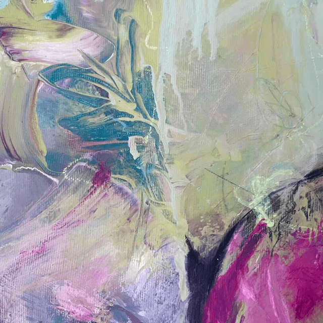 Opportunités, 80x80x2,5cm, Œuvre de l’artiste Eva Chesneau, sur TOILE, bords peints, prêt à être accroché, sans cadre