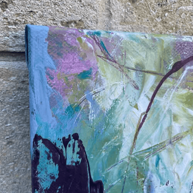 Colors, 30x30x2,1cm, Série de 3 Œuvres de l’artiste Eva Chesneau, sur TOILE, bords peints, prêt à être accroché, sans cadre