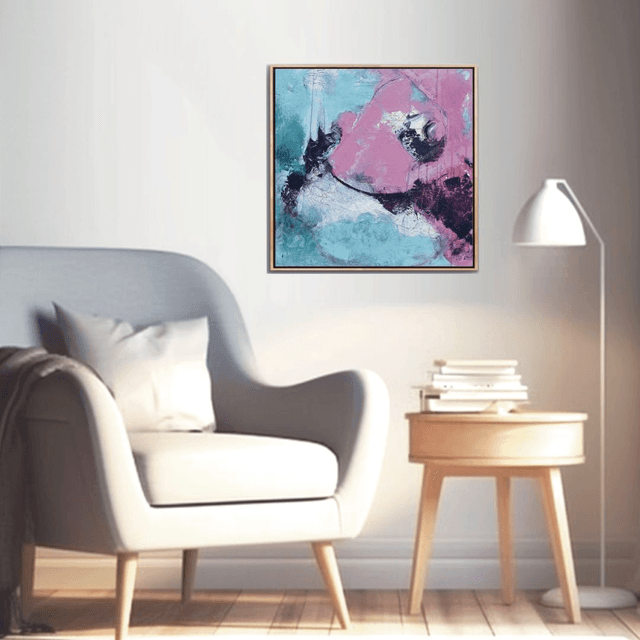 Patience, 60x60x0,3cm, Œuvre original de l’artiste Eva Chesneau, sur bois, avec cadre de qualité en aluminium 