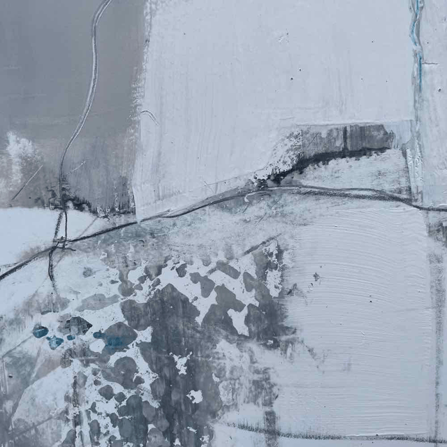 Un jour de pluie,60x60x0,3cm, Œuvre original de l’artiste Eva Chesneau, sur bois, avec cadre de qualité en aluminium noir