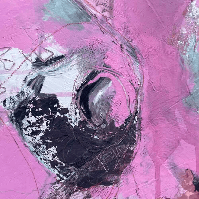 Patience, 60x60x0,3cm, Œuvre original de l’artiste Eva Chesneau, sur bois, avec cadre de qualité en aluminium 