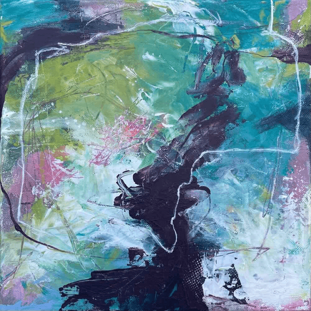 Colors, 30x30x2,1cm, Série de 3 Œuvres de l’artiste Eva Chesneau, sur TOILE, bords peints, prêt à être accroché, sans cadre