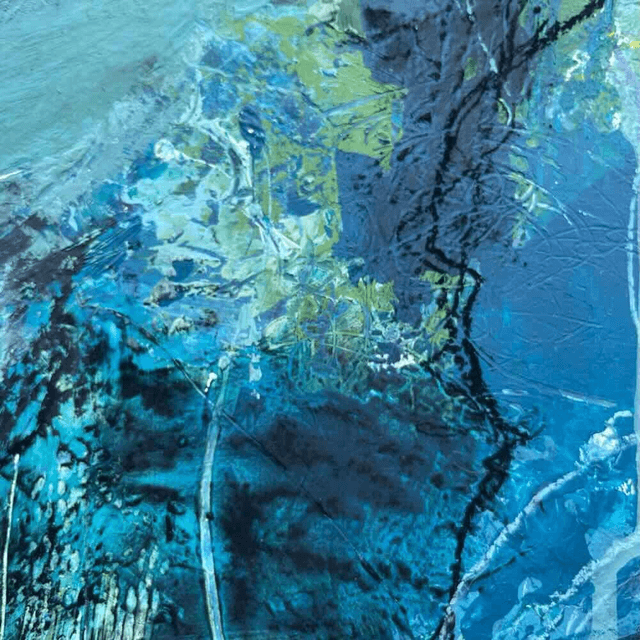 Peur de l’inconnu,50x50x3cm, Peinture de Eva Chesneau, sur bois, bords peints, prêt à être accroché, sans cadre