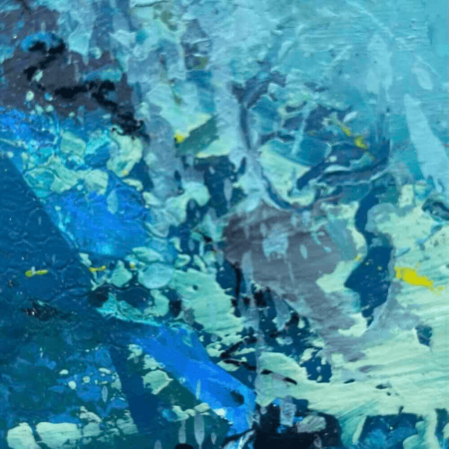 Peur de l’inconnu,50x50x3cm, Peinture de Eva Chesneau, sur bois, bords peints, prêt à être accroché, sans cadre