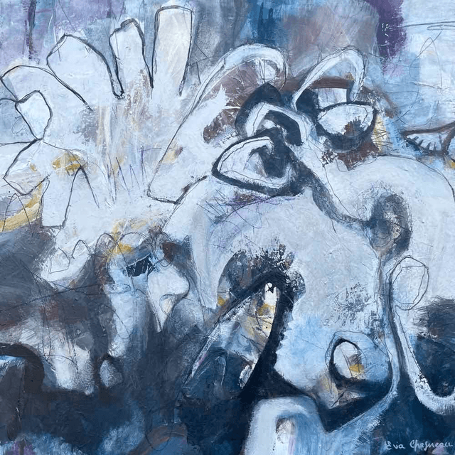 Créativité débordante,50x50x3cm, 2 versions, Peintures de Eva Chesneau, sur bois, bords peints, prêt à être accroché, sans cadre