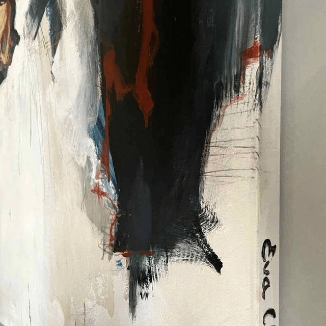 Forces contraires-100x120x3cm, Peinture unique de l’artiste émergente Eva Chesneau, sur toile, bords peints, prêt à être accroché, sans cadre