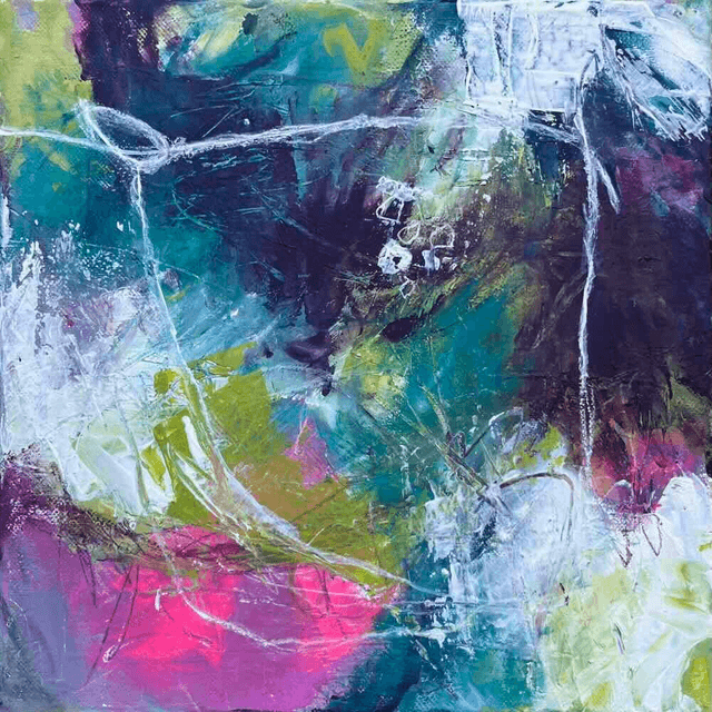 Colors, 30x30x2,1cm, Série de 3 Œuvres de l’artiste Eva Chesneau, sur TOILE, bords peints, prêt à être accroché, sans cadre