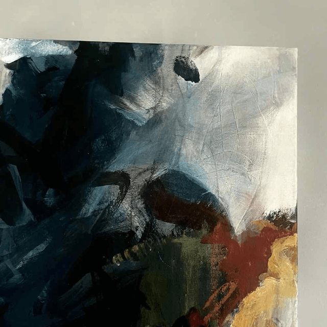 Forces contraires-100x120x3cm, Peinture unique de l’artiste émergente Eva Chesneau, sur toile, bords peints, prêt à être accroché, sans cadre