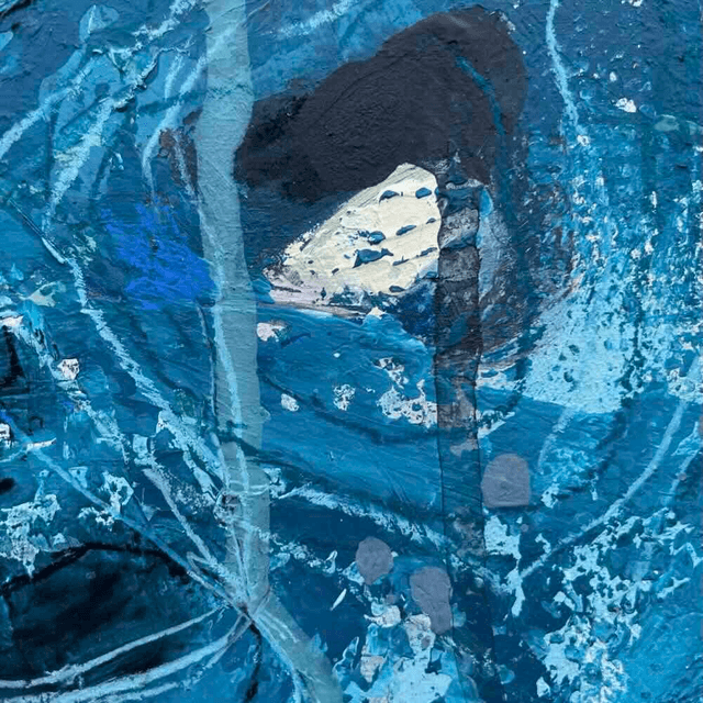 Peur de l’inconnu,50x50x3cm, Peinture de Eva Chesneau, sur bois, bords peints, prêt à être accroché, sans cadre