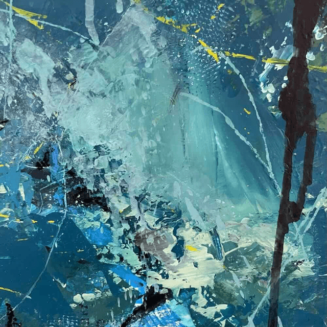 Peur de l’inconnu,50x50x3cm, Peinture de Eva Chesneau, sur bois, bords peints, prêt à être accroché, sans cadre