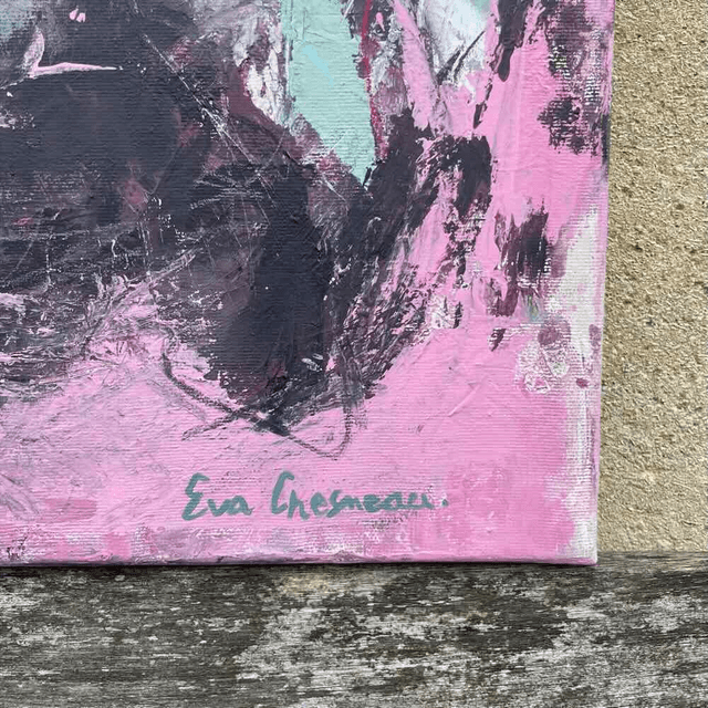Authenticité, 80x80x2,5cm, Œuvre de l’artiste Eva Chesneau, sur TOILE, bords peints, prêt à être accroché, sans cadre