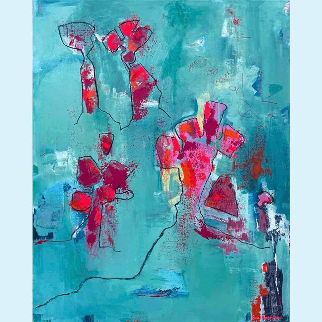 Mais on va où la ? 80x100x2,5cm, Œuvre de l’artiste Eva Chesneau, sur TOILE, bords peints, prêt à être accroché, sans cadre