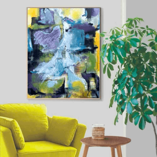 Fantôme, Peinture, 81x100x2,5cm, Œuvre de l’artiste Eva Chesneau, sur toile, bords peints, prêt à être accroché, sans cadre